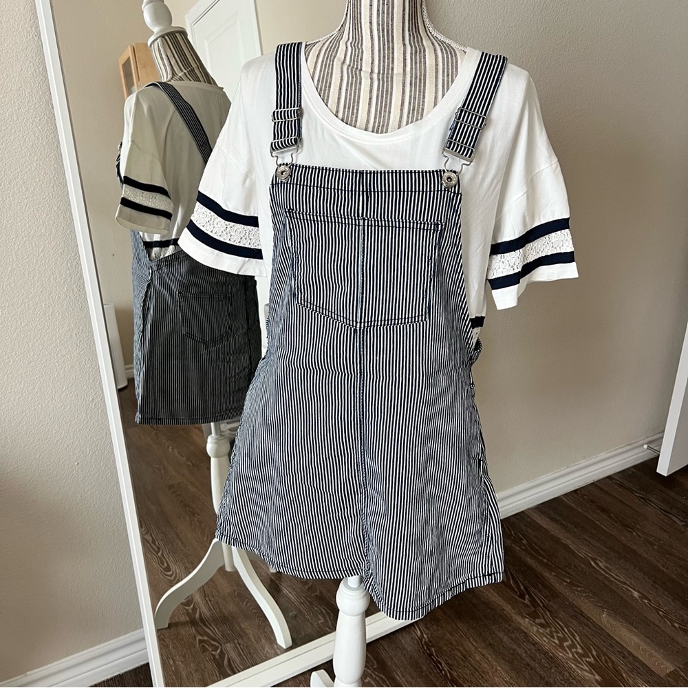 [Bundle] Striped Overall Dress with Tee